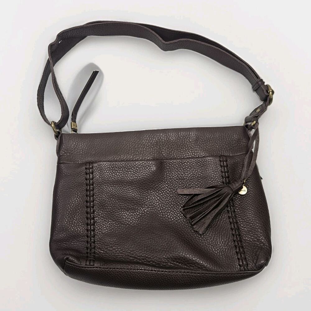 The Sak Leather Baguette Chocolate Brown Purse Shoulder Bag Boho Western